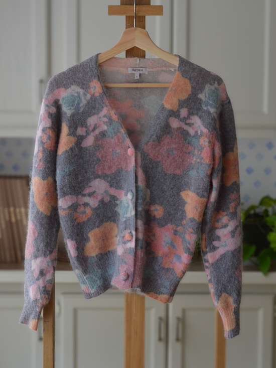 Bartolini Sweaters - Bartolini Made in Italy Mohair Alpaca Floral Knit Cardigan Sweater Small S